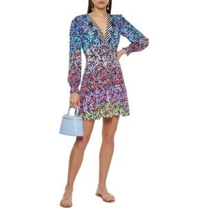 SALONI Shirred Printed Silk Crepe De Chine Mini Dress In Multicolor​​​​